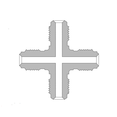 BX-8BCR-SS 316 不锈钢, BCR 金属垫片面密封管接头, BAISYLOK 联合四通本体, 1/2 in. BCR