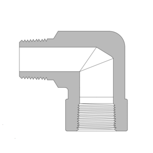 BRSE-4N-2N-SS 316 不锈钢, BAISYLOK 管螺纹接头,变径内外螺纹弯头, 1/4 NPT 内螺纹 x 1/8 NPT 外螺纹